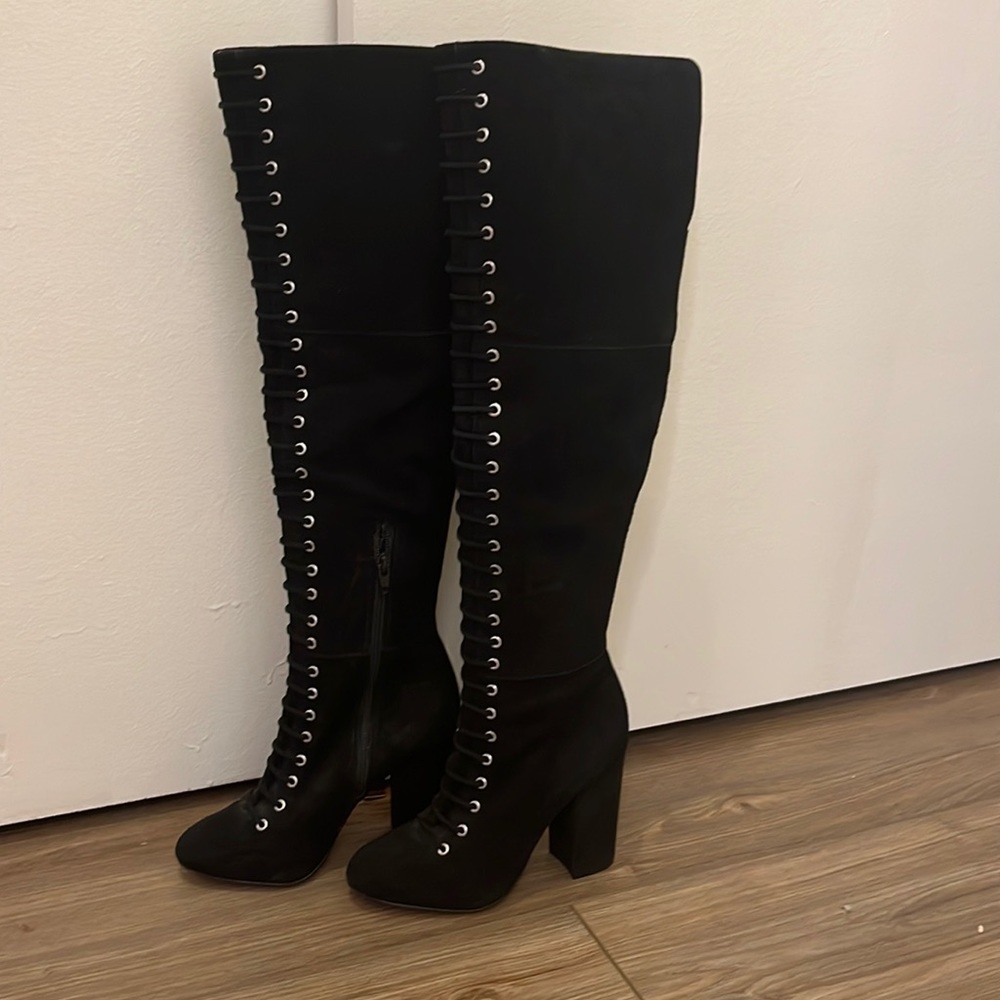 Vince Camuto Black Lace Up Boots